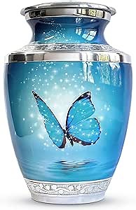 Blue Butterfly Urn for Ashes for Women/Men, Cremation Urns for Human Ashes Adult Female/Male, 200 Cubic Inch Capacity