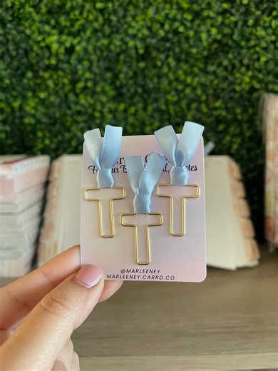 Cross Paper Clips -blue Satin Ribbon - Set of 3, Bible Journal Planner - Etsy
