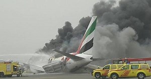 Video Shows A Boeing 777 Crash Landing At Dubai International Airport