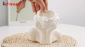 Female Form Face Vase Art Vase for Home Office Décor Feminist Decor Modern Body Flower Vase Female Body Ceramic Vase Modern Minimalism Nordic Style(Type A1)