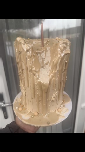 Candle-Themed Birthday Cake with White Chocolate Ganache