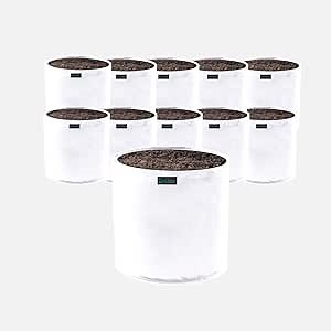 Commercial Grow Bag Pack of 10, Air Pruning Mesh Fabric Plant Containers (7 Gallon, White)