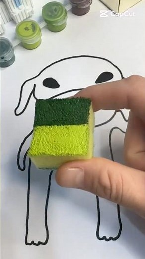 GoG The Green Alien DOG Acrylic Painting using Sponge ♥️🎨🧩 #ytshorts #acrylicpainting