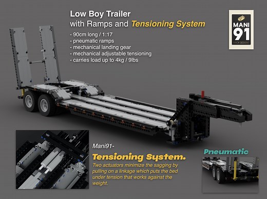 LEGO MOC-98428 Low Loader Trailer with Pneumatic Ramps and Preload-System (Technic 2022)