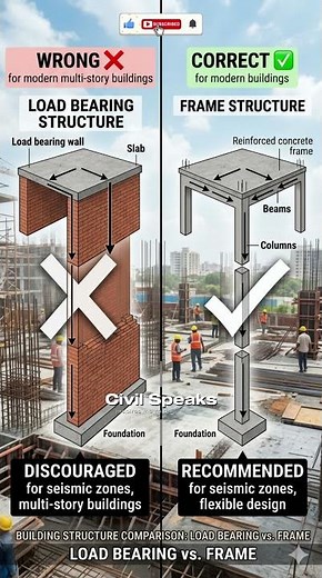 Load Bearing vs Frame Structure 🏗️ | Which is Better for Modern Buildings? | Civil Engineering