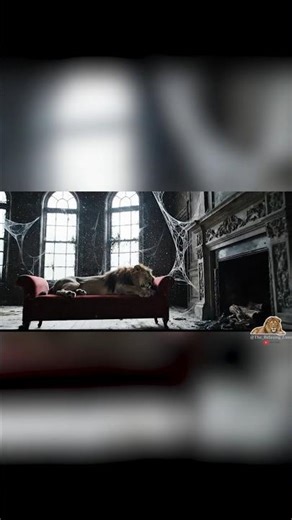 🕸️🦁 Relaxing Lion’s Haunted Nap | Fireplace ASMR & Spider Visitor (Veo 3) 🕷️ (Arachnophobia Warning)