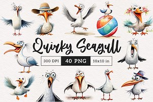 Funny Seagull Clipart Quirky Bird PNG Summer Beach Birds PNG Graphics Whimsical Seagull Sublimation Funny Silly Wader Bird Sea Illustration - Etsy