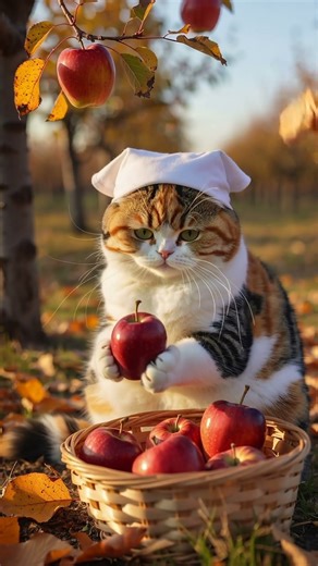 The cat picks apples. What does she want to do? #catstory