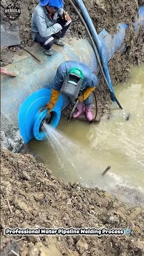 Massive Pipeline Repair Skills 🔧💦 #PipelineWork #Construction #Engineering