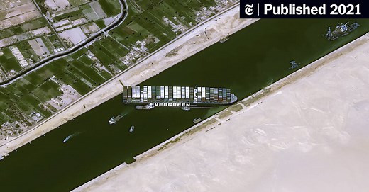 Suez Canal Blocked After Giant Container Ship Gets Stuck