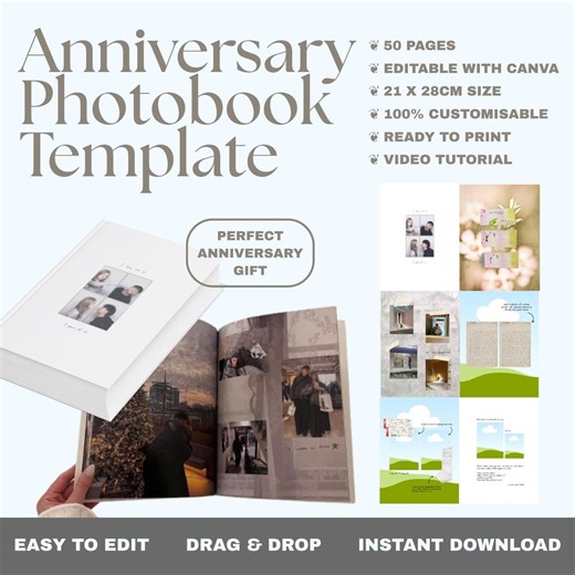 Editable Anniversary Photobook Template: 50 Page (canva, Video Tutorial) - Etsy