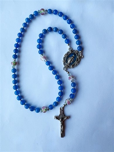 Blue Quartz/lampwork Wire Rosary - Etsy