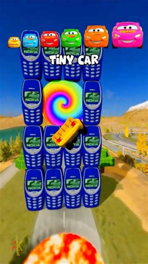 Tiny Car Jump the Nokia Portal… and GROWS to IMPOSSIBLE SIZE! #shorts #beamngdrive