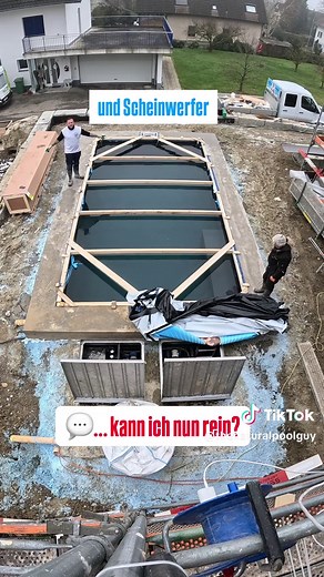 Naturpool Inbetriebnahme,Unterflurrollo Montage. Dein Pool ohne Chemie in nur einer Woche Badebereit 🩵 #poolcover #poolinbetriebnahme #poolbau