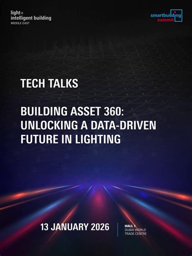 Light + Intelligent Building Middle East on Instagram: "Discover how a 360° view of lighting assets is unlocking a smarter, more data-driven future at Light + Intelligent Building Middle East 2026. This Tech Talk on the Smart Building Summit Stage explores how connected lighting data can transform asset management, enhance operational visibility, and support smarter decision-making across building environments. Join James Huntington, Controls & Solutions Manager at Tridonic, as he shares insight