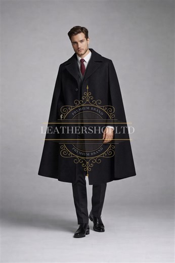 Wool Inverness Cape Coat | Long Victorian Overcoat - Etsy