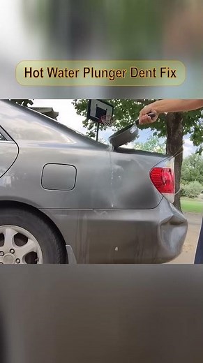 Using boiling water and a plunger to remove car dents | #lifehacks