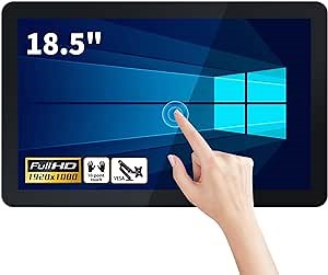 18.5 inch Touchscreen Industrial Computer Monitor, Wall Mountable WiFi & BT Smart Board for Office & Classroom, 1080P Display, Win-10 Pro, Core i7, 8GB RAM & 256G SSD