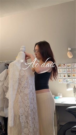 1 design, 3 different fabrics/ fabric manipulation techniques #sewing #fashiondesign #aodai