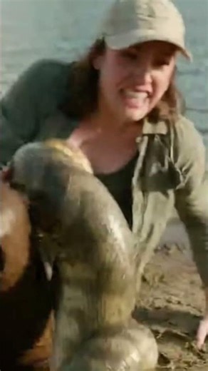 Giant Snake Drags Fisherwoman Into Deadly Riverbank Struggle!
