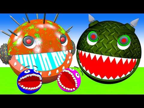 MS PACMAN & NEW RED PACMAN VS TWO YELLOW MONSTER PACMAN FIGHTING IN POKEMON #2026