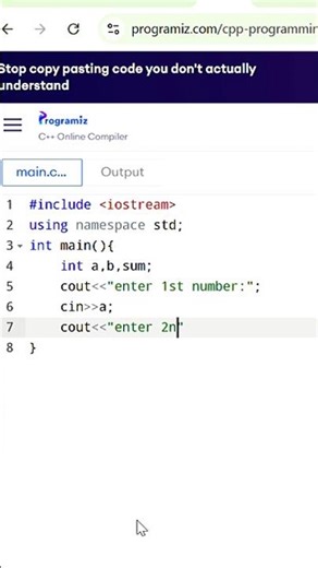adding two number by taking input from use c++.#programming