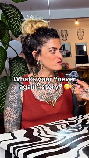 Trinity Eclectic on Instagram: "She got tattooed hungover and threw up 4 times 濫 Then she did it sober… and said it was a completely different story. @lapau.mardevel.ttt We’ve all learned the hard way at least once  What’s your “never again” story?  ️ Full convo with LaPau on YouTube — Eclectic Voices Podcast"