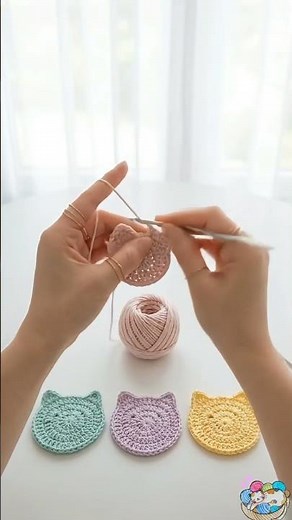 Handmade crochet cat coasters #crochet