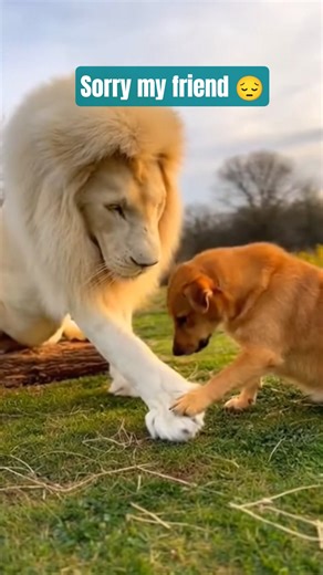 lion friendship with a dog 🤗🦁🐕 #lion #animals #wildlife #dog