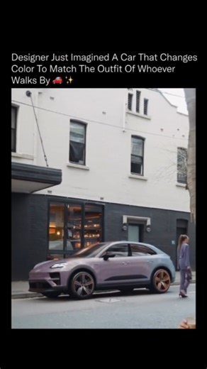 tech.com on Instagram: "A car that changes color based on the clothes you’re wearing sounds impossible, but designers are already imagining this future right now. 🚀🔍 This concept uses the same idea behind E-Ink surfaces and adaptive digital panels, allowing the body of the car to shift tones, gradients, and shades depending on the colors moving around it. As someone walks by, the system would detect their clothing palette and instantly pulse the car into a matching hue. Beyond aesthetics, this