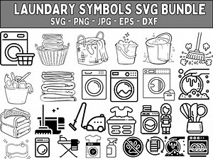 Laundry Symbols SVG Bundle: Laundry Guide, Care Icons (digital Download) - Etsy