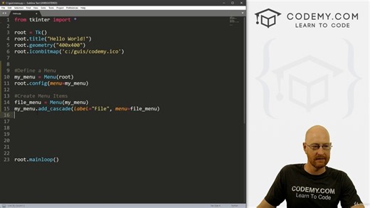章节 2：TKinter Widgets，讲座 17：Menus Part 1