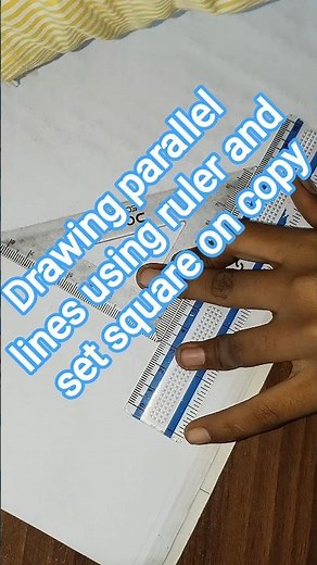 Drawing parallel lines using ruler 📏 and set square 📐 on copy #mathematics#shorts#ytshorts