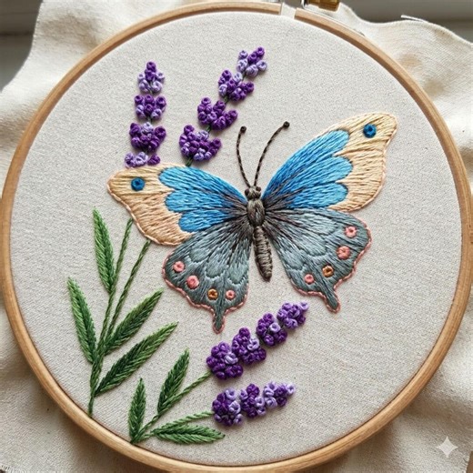 Lavender and Butterfly Embroidery Pattern, Flowers Butterfly Hand Embroidery PDF - Etsy UK