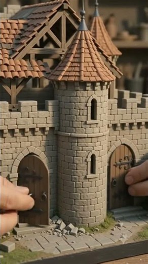 Miniature castle build with insane landscape #diorama #craftsmanship #tiny