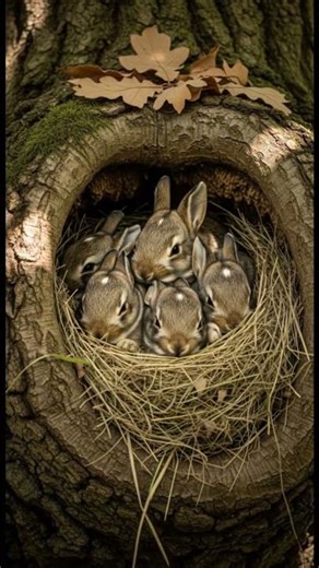 Cute Bunny Family In the Tree 🌳 🐰