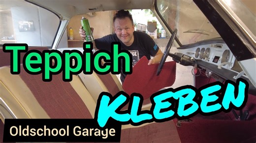 Scheunenfund Restauration - Teppich im Oldtimer verkleben - Innenausstattung Karmann ghia Typ34