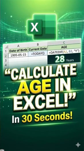 Stop Counting! ✋ Calculate Age in Excel in 10 Seconds 🤯
