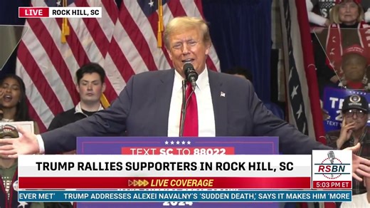 “Mitt Romney is a DISASTER for the Republican Party, and now he’s GONE!” — President Trump in Rock Hill, South Carolina WATCH LIVE: https://www.rsbnetwork.com/video/live-president-trump-holds-a-get-out-the-vote-rally-in-rock-hill-s-c-2-23-24/ | Right Side Broadcasting