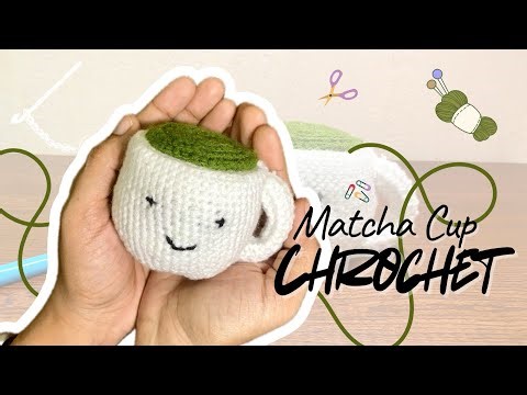 Cute Matcha Mug Crochet with pattern | Easy Pattern + Cute Design 💚☕
