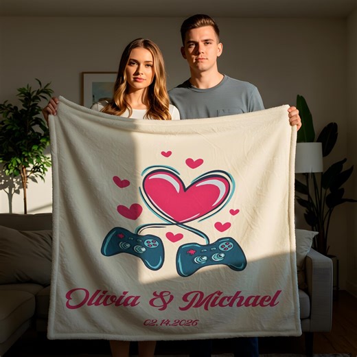 Personalized Gamer Couple Blanket, Gaming Gift, Anniversary Gift - Etsy