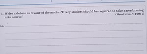 Debate Motion: Every student should be required to take a perfo... | Filo