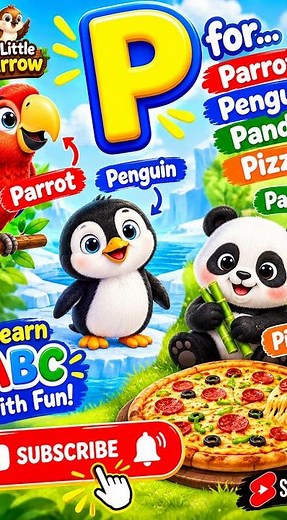 P🦜 P for Parrot, Penguin, Panda & Pizza! | Letter P Song for Kids | ABC Phonics #shorts