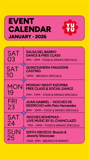 Ocho | We’re starting 2026 with more than great food — we’re starting with intention, music, dance, culture, and connection. Our January lineup... | Instagram