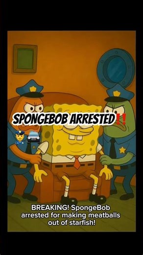 SPONGEBOB ARRESTED for STARFISH MEATBALLS?! 😱🍲👮 #SpongeBob #Shorts #Cartoon #Funny #BreakingNews
