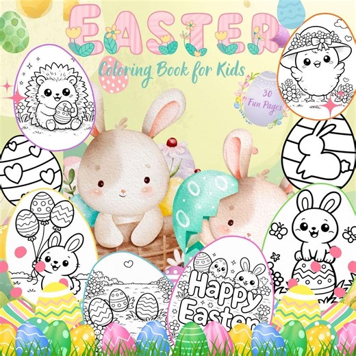 Easter Coloring Book for Kids – 30 Spring Printable Pages (PDF Download) - Etsy