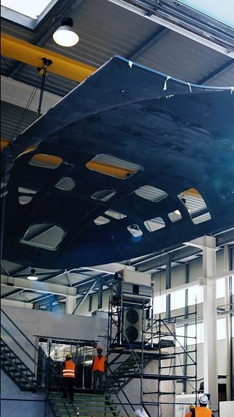 At the Ferrari Hypersail shipyard, another major element has joined the hull: the coachroof.