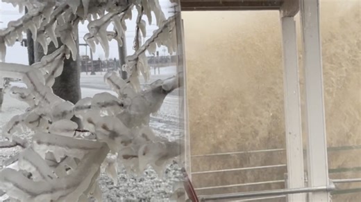 Strong winds whip up massive waves on Lake Erie, freezing over parts of Hamburg
