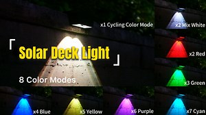 8 Pack Color Change Solar Fence Lights Outdoor Waterproof Led Accent RGB Lamp Decorative Lighting with Spot Len for for Deck, Railing, Stair, Wall