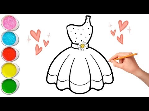 How to Draw Dress Easy Step by Step | Dress Drawing, Painting and Coloring for Kids and Toddlers